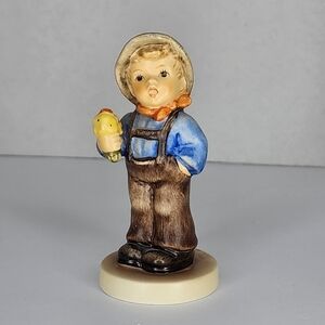 Hummel FLOWERS FOR MOTHER Boy Figurine with Blue Shirt and Brown Overalls